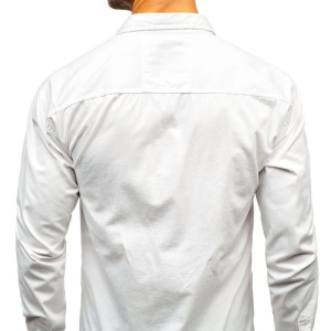 Men’s dual-pocket cotton long sleeve shirt