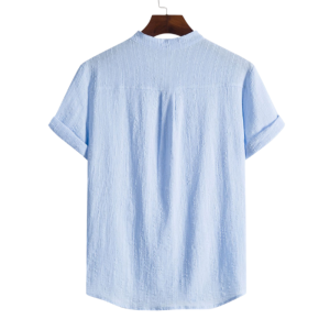 Blue Cotton And Linen T-Shirt