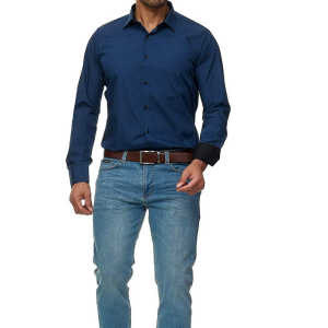 Men’s casual long sleeve solid business shirt