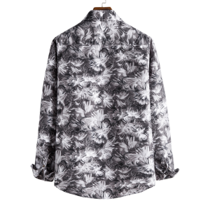 Three-dimensional flowers printed long sleeve shirt