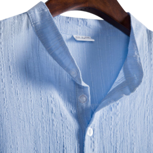 Blue Cotton And Linen T-Shirt