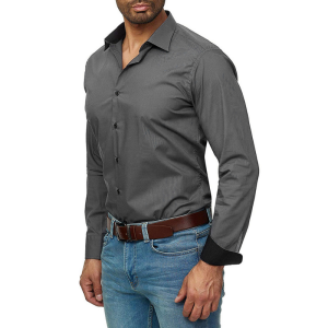 Men’s casual long sleeve solid business shirt