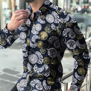 Long sleeve Greek inspired print shirt