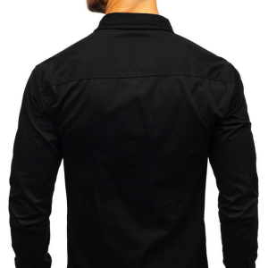 Men’s dual-pocket cotton long sleeve shirt