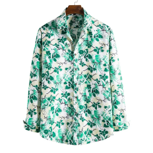 Floral Print On White Long Sleeve Shirt