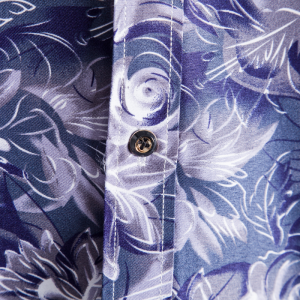 Three-dimensional flowers printed long sleeve shirt