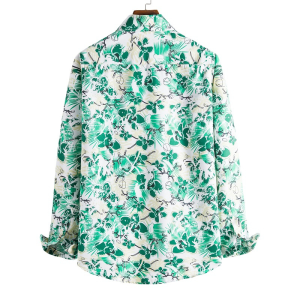 Floral Print On White Long Sleeve Shirt