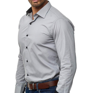 Men’s casual long sleeve solid business shirt