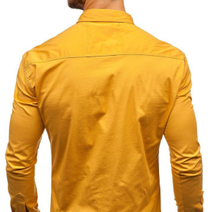 Men’s dual-pocket cotton long sleeve shirt