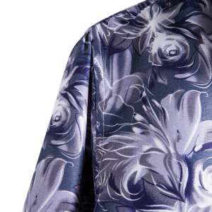Three-dimensional flowers printed long sleeve shirt