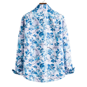 Floral Print On White Long Sleeve Shirt