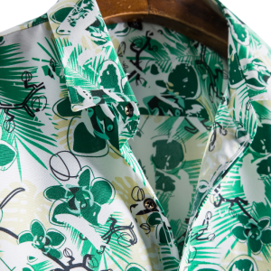 Floral Print On White Long Sleeve Shirt