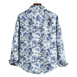 Elegant flowers printed men’s long sleeve shirt