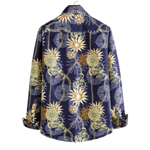 Sun amulet and chains printed long sleeve shirt