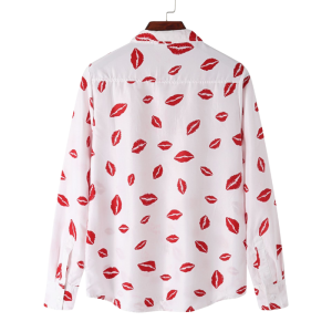 Men’s Long Sleeve Lip Print Shirt