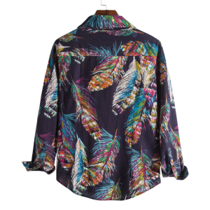 Men’s Feathered Casual Slim Long Sleeve Shirt