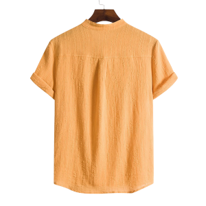 Orange Cotton And Linen T-Shirt