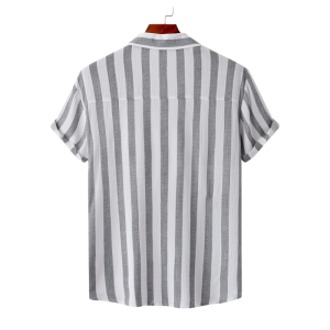 Awning Striped Lapel Collar Casual Shirt