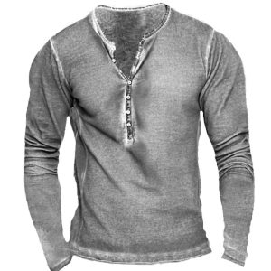 Men’s Vintage Casual Long Sleeve T-Shirt