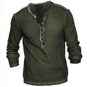 Men’s Vintage Casual Long Sleeve T-Shirt