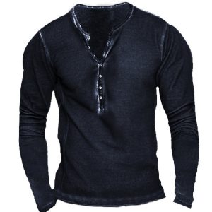 Men’s Vintage Casual Long Sleeve T-Shirt