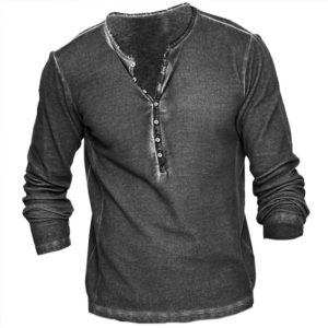 Men’s Vintage Casual Long Sleeve T-Shirt