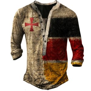 Men’s Outdoor Crusades Tactical Henley Collar T-Shirt