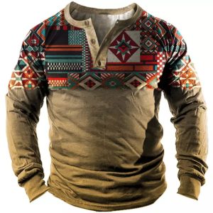 Men’s Vintage Western Ethnic Pattern T Shirt