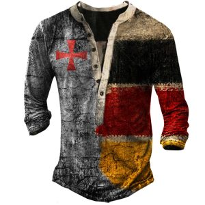 Men’s Outdoor Crusades Tactical Henley Collar T-Shirt