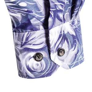 Three-dimensional flowers printed long sleeve shirt