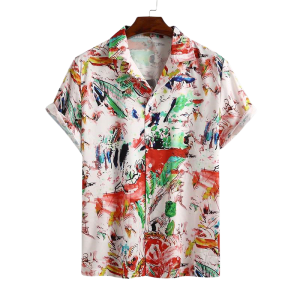 Abstract Designer Lapel Collar Shirt