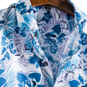 Floral Print On White Long Sleeve Shirt