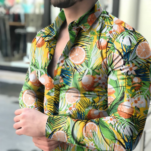 Exotic lemon printed long sleeve shirt