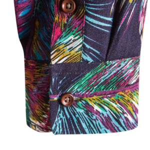 Men’s Feathered Casual Slim Long Sleeve Shirt
