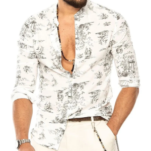 S18 V-Neck Beach Style Button-Down Shirt