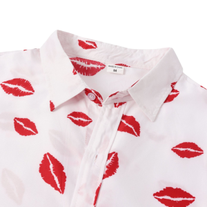 Men’s Long Sleeve Lip Print Shirt