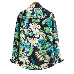 Tropical plants printed long sleeve shirt