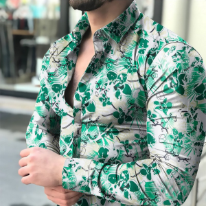 Floral Print On White Long Sleeve Shirt