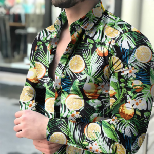 Exotic lemon printed long sleeve shirt