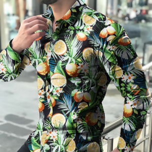 Exotic lemon printed long sleeve shirt