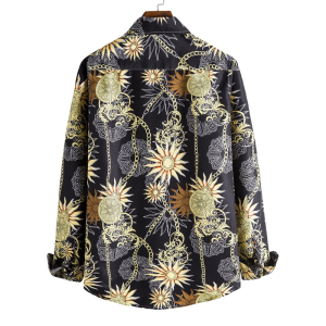 Sun amulet and chains printed long sleeve shirt