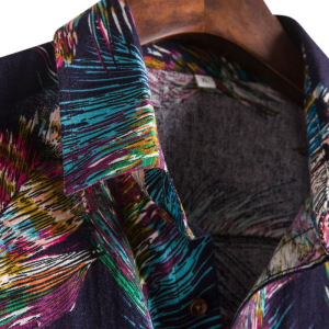 Men’s Feathered Casual Slim Long Sleeve Shirt