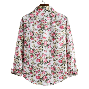 Elegant flowers printed men’s long sleeve shirt