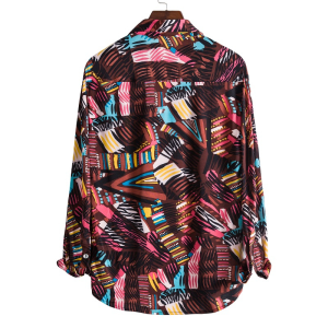 Men’s geometric print casual long sleeve shirt