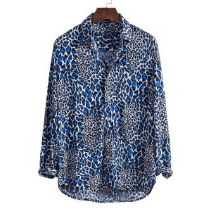 Men’s causal leopard printed long sleeve shirt