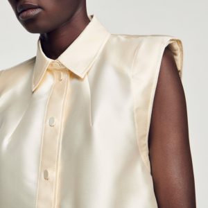 Cropped satin shirt