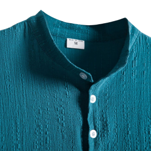Lake Blue Cotton And Linen T-Shirt