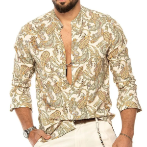 S18 V-Neck Beach Style Button-Down Shirt