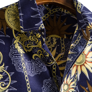 Sun amulet and chains printed long sleeve shirt