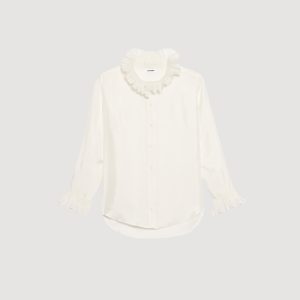 Silk shirt with gathered collar